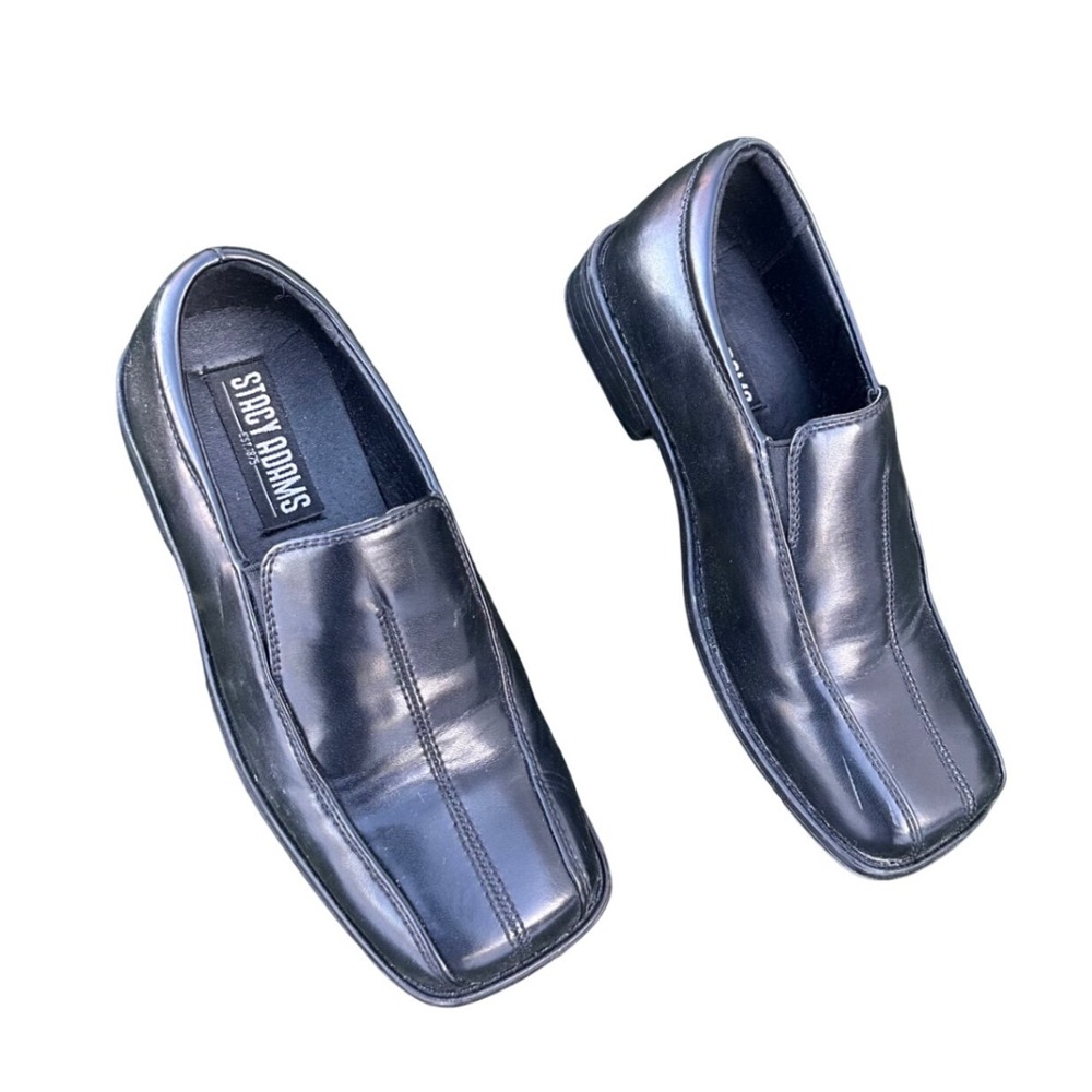 Stacy Adams Little Boys Slip On Faux Leather Loafers Size‎ 2 Black Dress Shoes